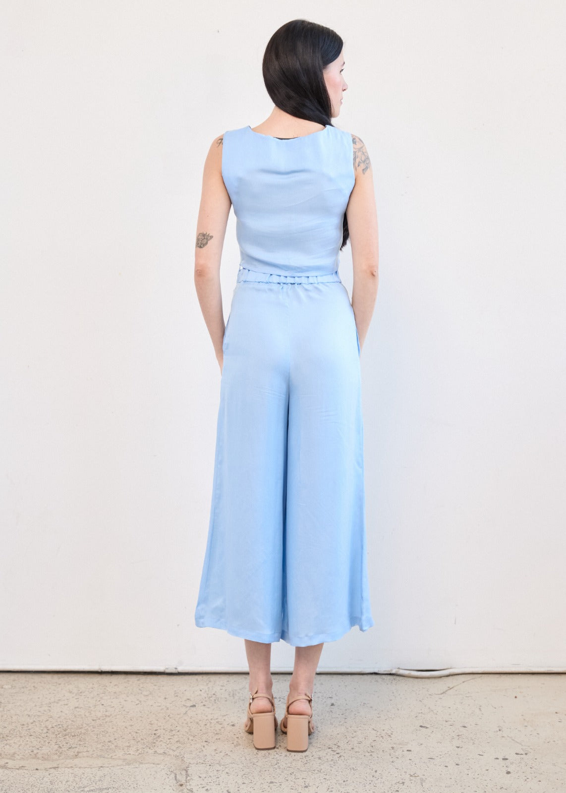 Boat Neck Crop Top in Cupro