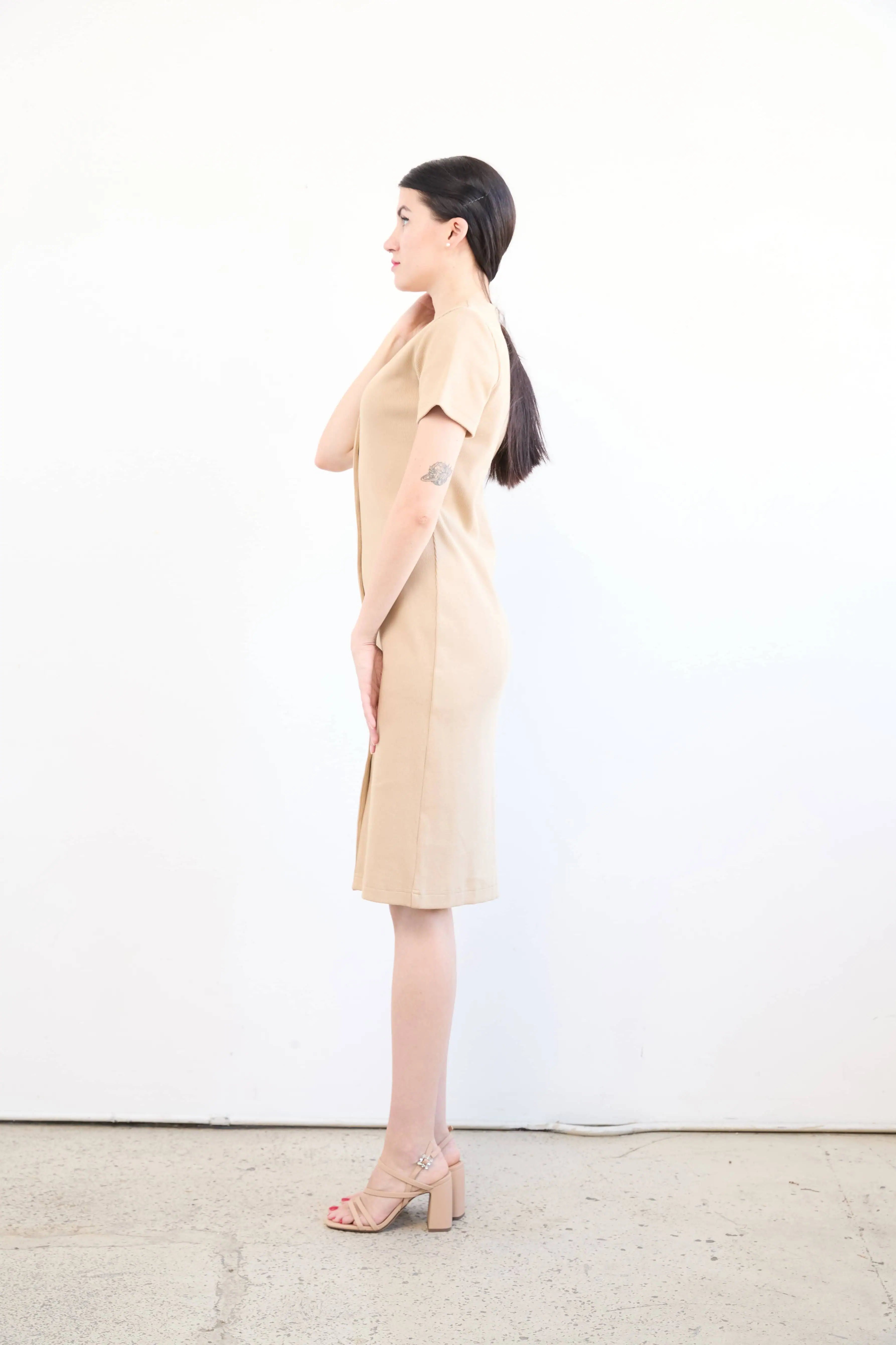 Button Down Dress in Cotton & Elastane