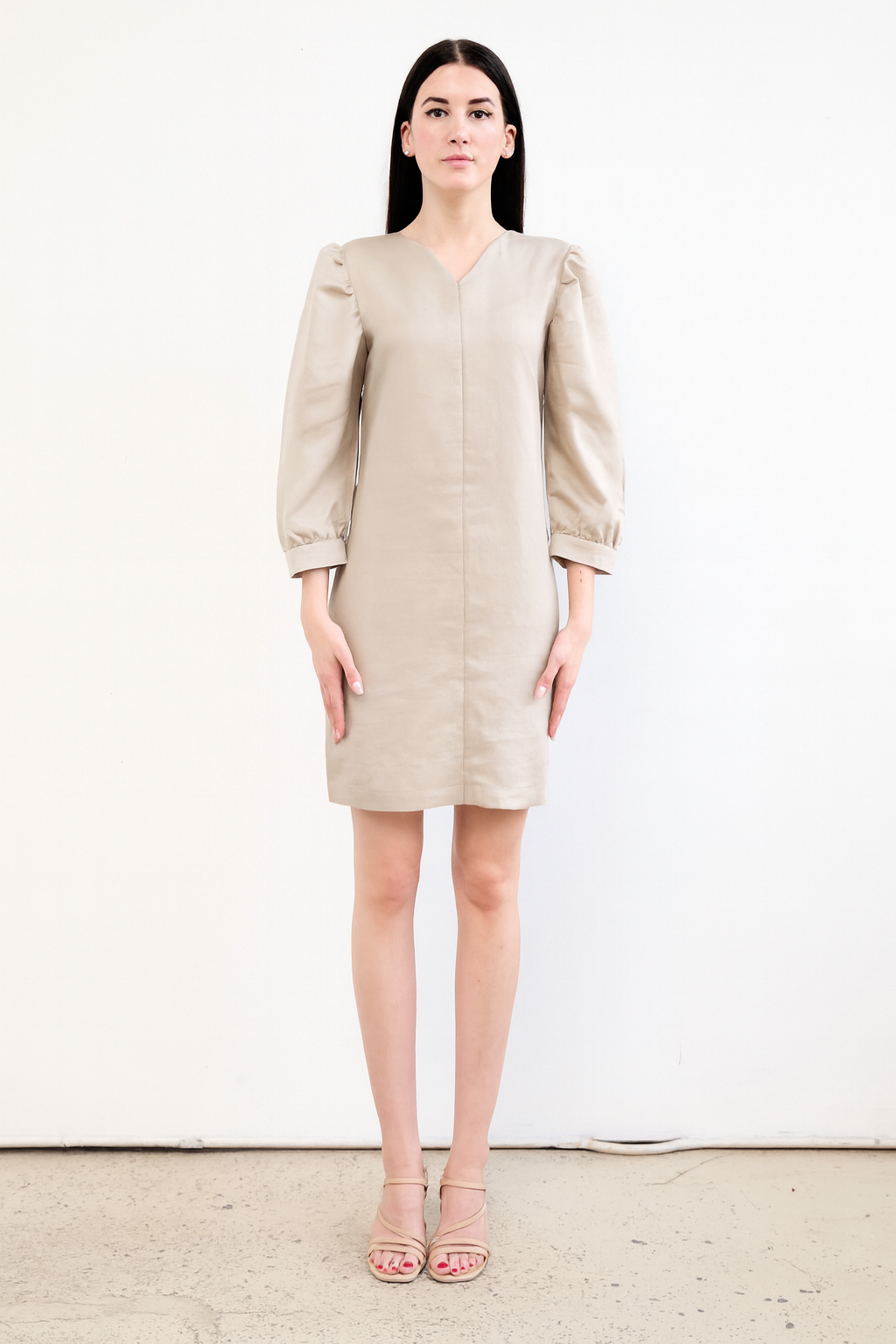Long Sleeve Puff Dress in TENCEL™ & Linen