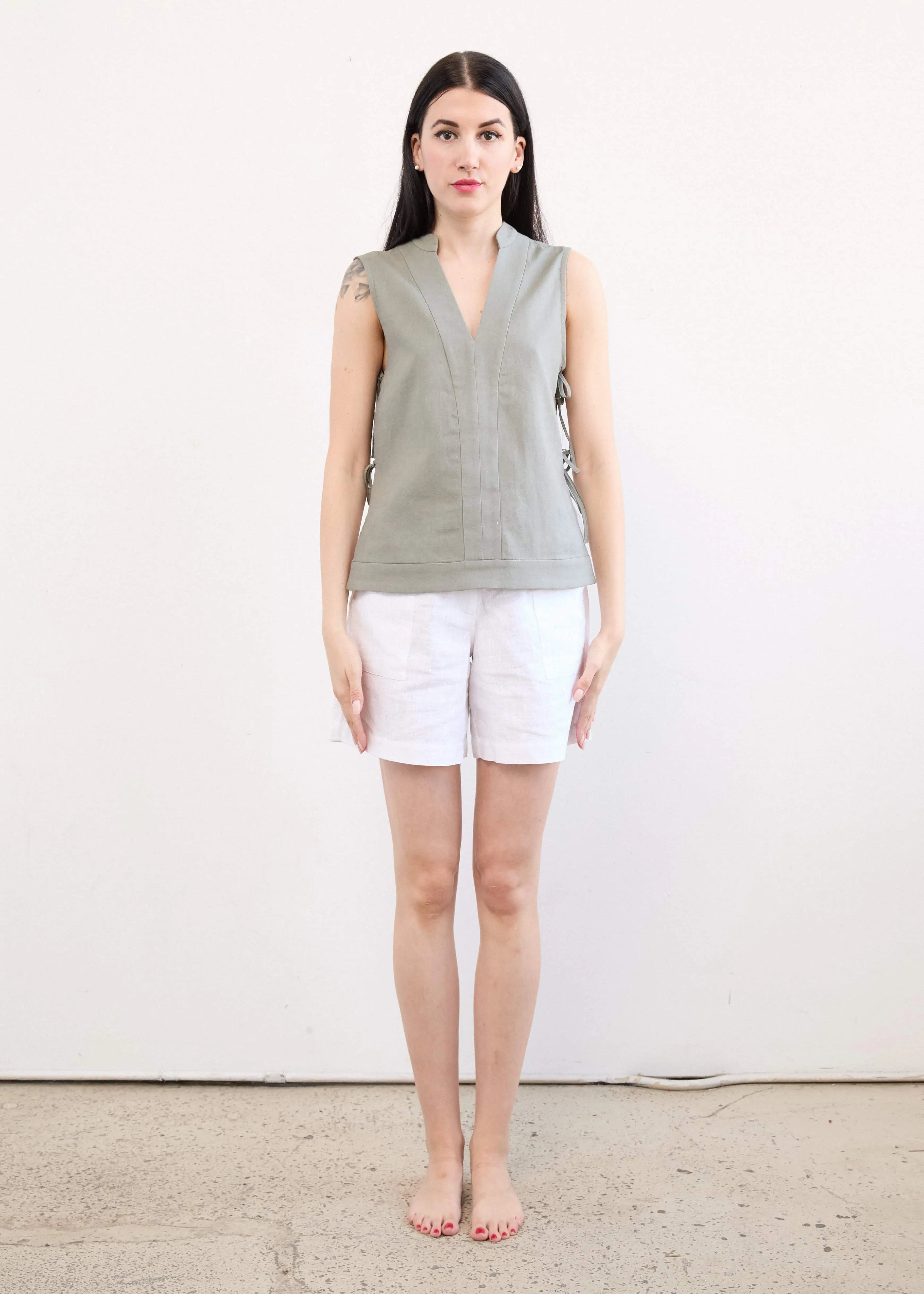 Side Tie top in Linen