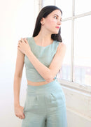 Boat Neck Crop Top in Cupro