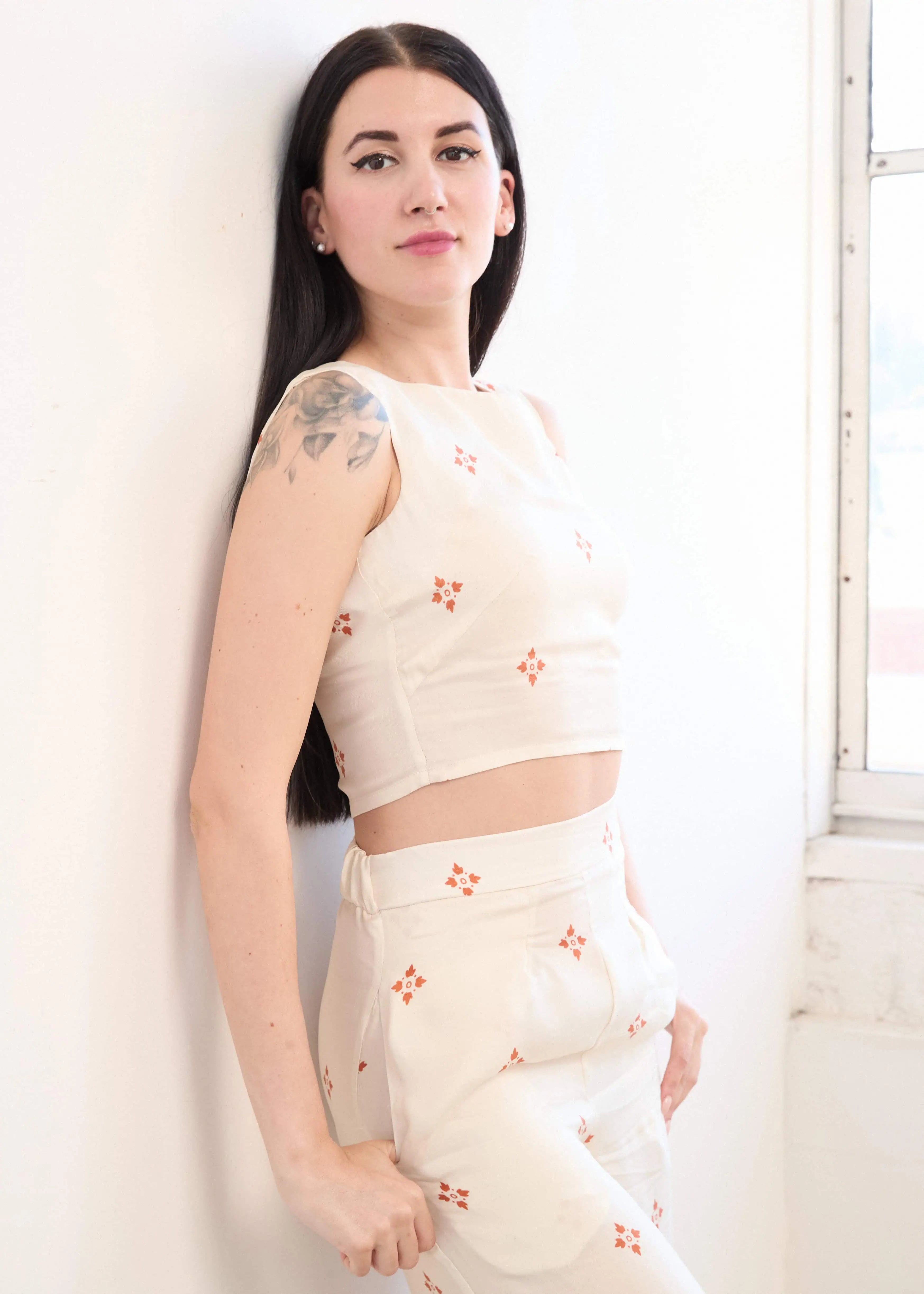 Boat Neck Crop Top in Cupro